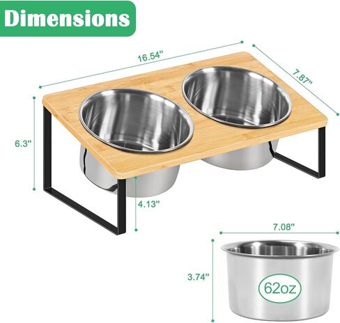 أوعية مرتفعة للكلاب الكبيرة بزاوية 10 درجات مائلة لطعام الكلاب مع وعاءين من الفولاذ المقاوم للصدأ، مجموعة أطباق طعام الحيوانات الأليفة والماء للاستخدام الداخلي والخارجي، باللون الأسود in Kuwait