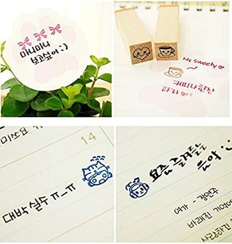 طوابع مطاطية خشبية، مجموعة طوابع Youkwer 25 قطعة صغيرة لطيفة يمكنك صنعها بنفسك مع صندوق خشبي (حياة سعيدة، مجموعة من 25) in Kuwait