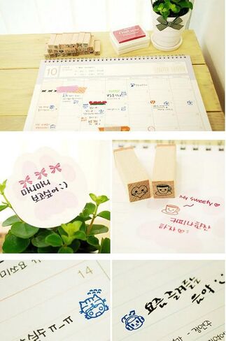 طوابع مطاطية خشبية، مجموعة طوابع Youkwer 25 قطعة صغيرة لطيفة يمكنك صنعها بنفسك مع صندوق خشبي (حياة سعيدة، مجموعة من 25) in Kuwait