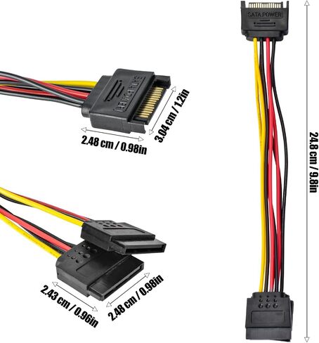 AccEncyc 3 Pack SATA Power Splitter 15 Pin SATA Power Extension Cable 9.8 Inch SATA Splitter SATA Power Cable for Hard Drive, HDD, SSD in Saudi Arabia