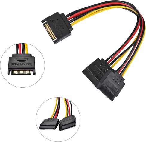 AccEncyc 3 Pack SATA Power Splitter 15 Pin SATA Power Extension Cable 9.8 Inch SATA Splitter SATA Power Cable for Hard Drive, HDD, SSD in Saudi Arabia