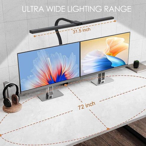 مصابيح مكتب LED ELITUN للمكتب المنزلي، مصباح مكتب مزدوج الرأس 24 وات للعناية بالعين مع مشبك، 5 ألوان 5 سطوع، ضوء طاولة معقوفة 360 درجة مع جهاز تحكم عن بعد للعمل والدراسة والقراءة والمسودة in Kuwait