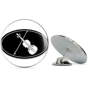 كمان بيضاوي وفيونكة متقاطعة (عازف كمان موسيقى كلاسيكية) معدن 0.75 بوصة قبعة طية صدر السترة دبوس ربطة عنق دبوس خلفي in Kuwait