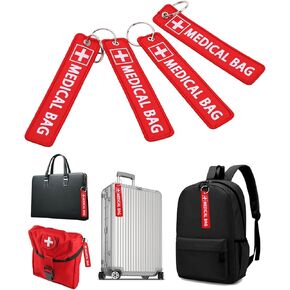 2PCS Red Medical Equipment Luggage tag, Medical Device Bag id Tags, Double-Sided with 2pcs Keychains for Luggage Purse Backpacks air Travel (2) in Saudi Arabia