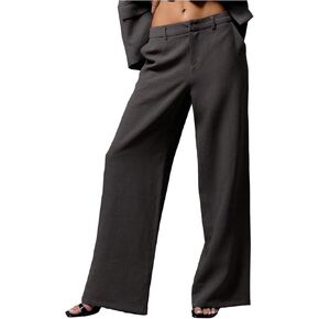 GORGLITTER Women's Low Rise Dress Pants Dressy Low Waisted Wide Leg Straight Business Work Trousers Slacks Pants Bottoms in Kuwait