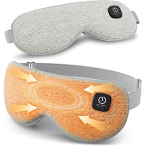 قناع عين ساخن - قناع عين لاسلكي للعيون الجافة، تخفيف العين، تحسين النوم، 4 درجات حرارة، وسادة تدفئة للعين قابلة للغسل للسفر مع غطاء قابل للاستبدال، هدايا للنساء in Kuwait
