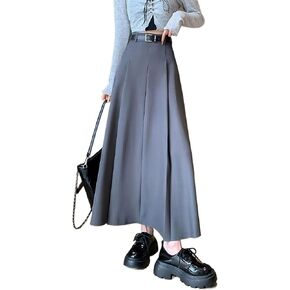 Skirts for Women Elegant High-Waisted Pleated Skirt Fall Winter Midi A-Line Skirts in Saudi Arabia