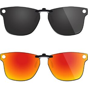 نظارات شمسية مستقطبة بمشبك لـ Ray-Ban Meta Wayfarer RW4006 & Gen 2 RW4012 (مقاس 50-22) - حماية من الأشعة فوق البنفسجية - ملاءمة عالمية للرجال والنساء - أسود كلاسيكي وأحمر ناري in Saudi Arabia