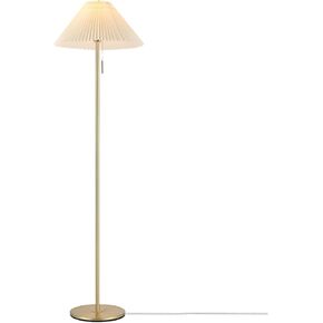 Globe Electric 61000147 62" Floor Lamp, Matte Brass, Beige Fabric Shade, On/Off Rotary Switch on Socket, 6-Foot Clear Cord, Reading Light, Bedroom, Living Room, Home Decor in Kuwait