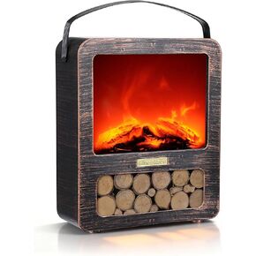 مدفأة وهمية LED للشاشات، مدفأة تعمل بمنفذ USB/البطارية، فوانيس صغيرة مزخرفة داخليًا لديكور الخريف، ديكور منزلي عتيق، طاولة - برونزية in Kuwait