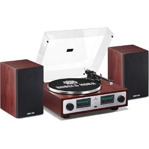 مشغل تسجيل دوار من الفينيل عالي الدقة من ANGELS HORN مع مكبرات صوت على رف الكتب، AT-3600L، مضخم صوت مدمج، محرك حزام بسرعتين، تحكم في درجة الصوت، قاعدة من سبائك الألومنيوم in Kuwait