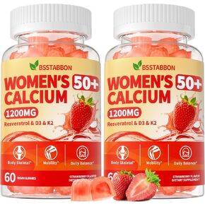 أكثر من 50 علكة سيترات الكالسيوم للسيدات: 1200 مجم من مكملات الكالسيوم الصمغية القابلة للمضغ بالإضافة إلى المغنيسيوم والزنك وفيتامين د3 ك2 ب12 ب6 - دعم الصحة العامة للمناعة والطاقة، نباتي خالٍ من السكر (120 قطعة) in Kuwait