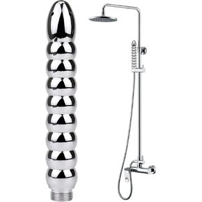 دش حقنة شرجية 5 فتحات مرفقات دش - رأس دش فاخر من الألومنيوم طقم تنظيف شرجي/مهبلي مع حقيبة حمل مخملية، فوهة دش دش للرجال والنساء in Kuwait