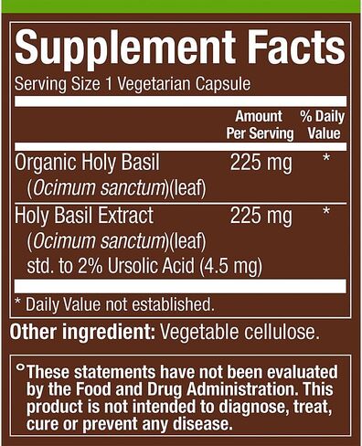 Holy Basil a" Full Spectrum a" Supports Stress, Mood, & Wellbeing (60 Vegetarian Capsules) in Kuwait