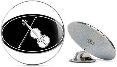 كمان بيضاوي وفيونكة متقاطعة (عازف كمان موسيقى كلاسيكية) معدن 0.75 بوصة قبعة طية صدر السترة دبوس ربطة عنق دبوس خلفي in Kuwait