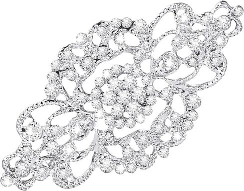 1 Pcs Broach for Wedding, Vintage Bridal Crystal Brooch Pin, 2.4 Inch Bridal Flower Ribbon Brooch, Antique Silver Wedding Pin Fashion Jewelry Diamond Pins for Special Occasions and Clothing in Saudi Arabia