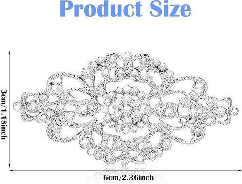 1 Pcs Broach for Wedding, Vintage Bridal Crystal Brooch Pin, 2.4 Inch Bridal Flower Ribbon Brooch, Antique Silver Wedding Pin Fashion Jewelry Diamond Pins for Special Occasions and Clothing in Saudi Arabia