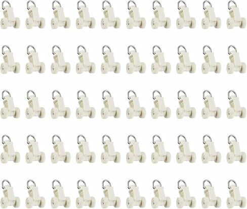 TopHomer 50 Pieces Curtain Track Hooks, Ceiling Track Roller Hooks for Curtains - Smooth Glider Curtain Track Rollers for Dividers Closet Use (Model B) in Saudi Arabia