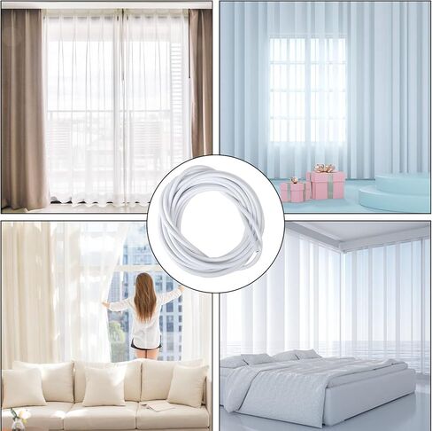 White Curtain Cord, Multipurpose Curtain Cords Voile Accessories with 2 Pieces Hooks and 2 Pieces Eyelets in Saudi Arabia