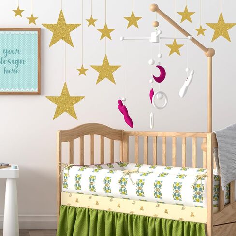 24PCS Gold Cardboard Stars with String, Shiny Hanging Gold Star Cutouts, Different Sizes Golden Star Decorations, Suitable for Bulletin Board Wedding Birthday Party Christmas New Year Decorations in Saudi Arabia