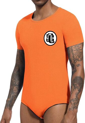 Landofgenie Mens One Piece Pajamas Short Sleeve Crotch Bodysuit Shirt Romper Anime Print Cotton Onesie in Saudi Arabia