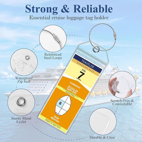 5 Pack Celebrity Luggage Tags for Suitcases, 7.48x2.75 Fits All Fits Celebrity Ships & Tags, Waterproof Clear Luggage Bag Tag Holders with Metal Ring for 2025 & 2026 Cruise Ships Essentials in Kuwait