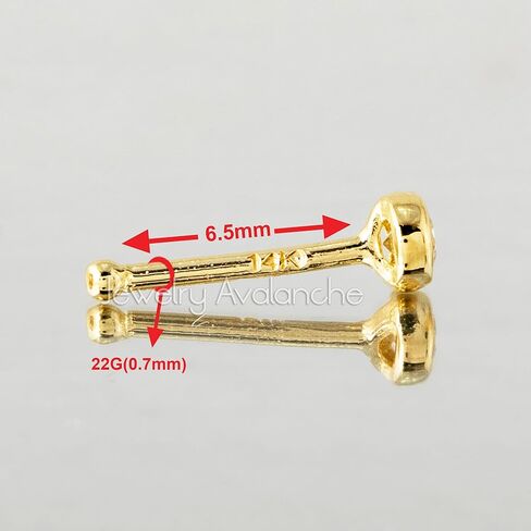 Solid 14K Gold Ball-end Stud Bezel Set Peridot 22G Nose Bone Nose Stud - 14K White Gold / 14K Yellow Gold August Birthstone Nose Ring Stud in Saudi Arabia