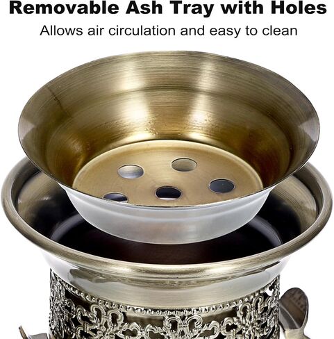 JUXYES Vintage Incense Burner Holder with Ash Catchers and Tongs, Metal Censer Antique Charcoal insencents Burner Zinc Alloy Spiritual Aromatherapy Yoga Meditation Retro Home Decoration in Saudi Arabia