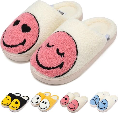 شباشب للأطفال من SMILEYWORLD® شباشب للأولاد والبنات لطيفة على شكل وجه مبتسم، شباشب دافئة ناعمة من القطيفة ذات الذاكرة الإسفنجية، أحذية شتوية غير قابلة للانزلاق للاستخدام الداخلي والخارجي in Kuwait