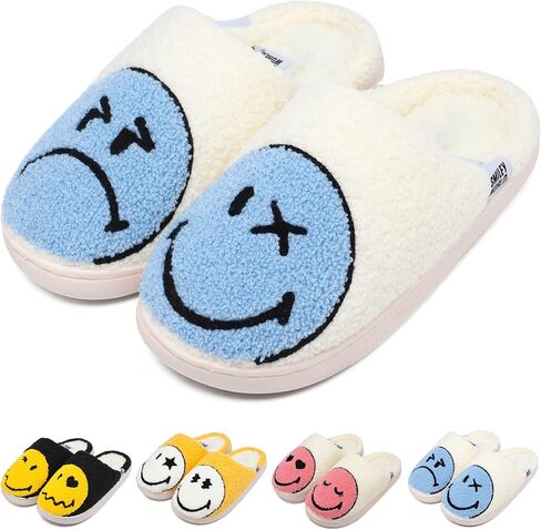 شباشب للأطفال من SMILEYWORLD® شباشب للأولاد والبنات لطيفة على شكل وجه مبتسم، شباشب دافئة ناعمة من القطيفة ذات الذاكرة الإسفنجية، أحذية شتوية غير قابلة للانزلاق للاستخدام الداخلي والخارجي in Kuwait
