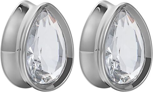 PUNKYOUTH Surgical Steel Teardrop Zircon Double Flared Ear Tunnels and Plugs Stretcher Expander Sold As Pair Gauge 8mm-25mm in Saudi Arabia