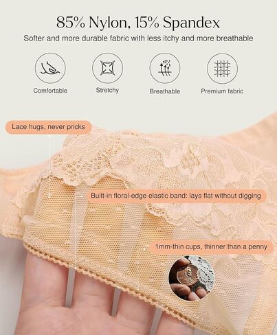 Popilush Minimizer Bras for Women | Full Coverage Plus Size Support for Heavy Breasts | Everyday Comfort Underwire Bra | Smoothing Lace for Under T-Shirts Beige in Saudi Arabia