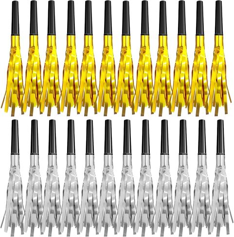 12 Pieces Gold Silver Noise Makers Glitter Noise Makers Metallic Fringed Party Blowers for Adults Birthday Graduation Sporting Events New Years Eve Party Supplies 2025 in Saudi Arabia