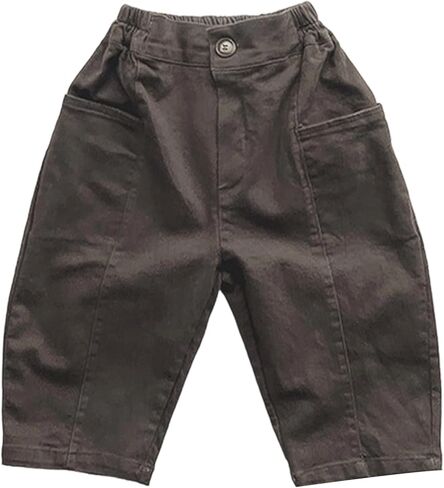 Boys' Twill Uniform Pants, Elastic Band Waist and Bottom, Elastic Soft Breathable Jogger Trousers Age 3-9 Years in Saudi Arabia