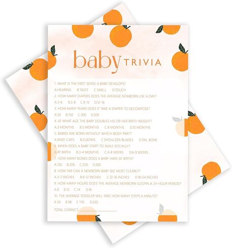 ISOVF Orange Theme Baby Shower Games - Baby Bingo Game - Baby Gender Reveal Party Games - A Little Cutie is on The Way Gender Neutral Party and Supplies-(K03) in Saudi Arabia