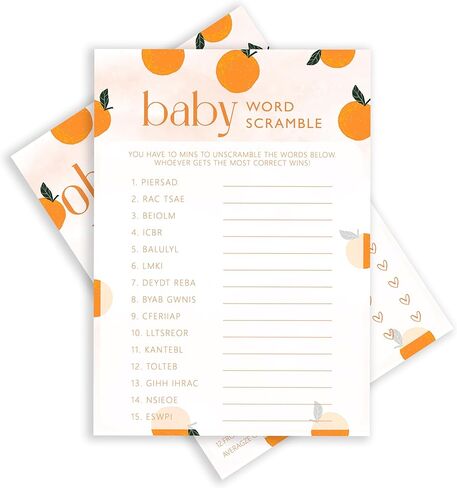 ISOVF Orange Theme Baby Shower Games - Baby Bingo Game - Baby Gender Reveal Party Games - A Little Cutie is on The Way Gender Neutral Party and Supplies-(K03) in Saudi Arabia