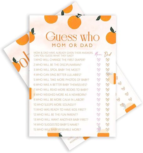 ISOVF Orange Theme Baby Shower Games - Baby Bingo Game - Baby Gender Reveal Party Games - A Little Cutie is on The Way Gender Neutral Party and Supplies-(K03) in Saudi Arabia