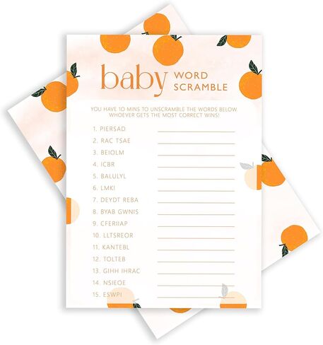 ISOVF Orange Theme Baby Shower Games - Baby Bingo Game - Baby Gender Reveal Party Games - A Little Cutie is on The Way Gender Neutral Party and Supplies-(K03) in Saudi Arabia