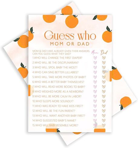 ISOVF Orange Theme Baby Shower Games - Baby Bingo Game - Baby Gender Reveal Party Games - A Little Cutie is on The Way Gender Neutral Party and Supplies-(K03) in Saudi Arabia