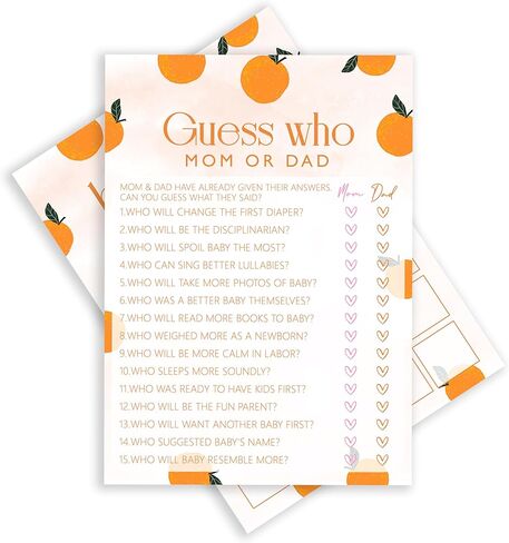 ISOVF Orange Theme Baby Shower Games - Baby Bingo Game - Baby Gender Reveal Party Games - A Little Cutie is on The Way Gender Neutral Party and Supplies-(K03) in Saudi Arabia