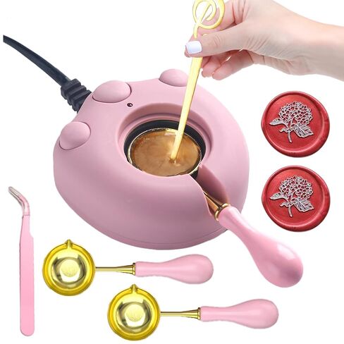 Electric Wax Seal Warmer, Andotopee Wax Seal Kit with Wax Seal Melter, 2pcs Wax Seal Spoon, Tweezers, Stir Pin for Fast Melting Wax Seal Beads, Wax Melt Set for Envelope Stamp Seals Craft, Black in Saudi Arabia