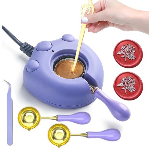 Electric Wax Seal Warmer, Andotopee Wax Seal Kit with Wax Seal Melter, 2pcs Wax Seal Spoon, Tweezers, Stir Pin for Fast Melting Wax Seal Beads, Wax Melt Set for Envelope Stamp Seals Craft, Black in Saudi Arabia