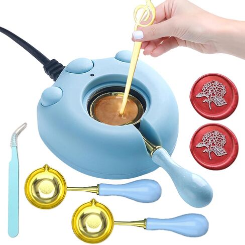 Electric Wax Seal Warmer, Andotopee Wax Seal Kit with Wax Seal Melter, 2pcs Wax Seal Spoon, Tweezers, Stir Pin for Fast Melting Wax Seal Beads, Wax Melt Set for Envelope Stamp Seals Craft, Black in Saudi Arabia