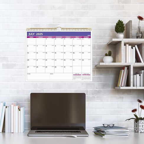 2025-2026 Wall Calendar - Jul 2025 –Dec 2026, 18 Months Calendar 2025-2026, 14.57 x 11.42 In, 2025-2026 Calendar, Monthly Calendar with Ruled Blocks, Thick Paper, Holidays, To-do ＆ Notes, Blue & Grey in Kuwait