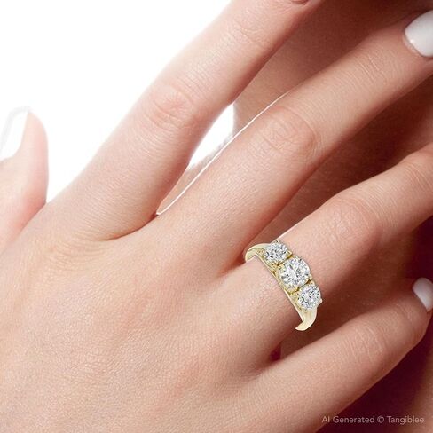 P3 POMPEII3 Pompeii 1 3/8 قيراط خاتم من الذهب بثلاثة أحجار من الألماس عيار 14 قيراط ذهب أصفر in Kuwait