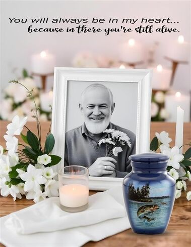 Gone Fishing Bass Keepsake Urn – Mini Cremation Urn for Human Ashes – Fisherman Memorial Sharing Urn with Velvet Bag & Funnel – A Perfect Tribute for Your Loved One (Keepsake) in Saudi Arabia