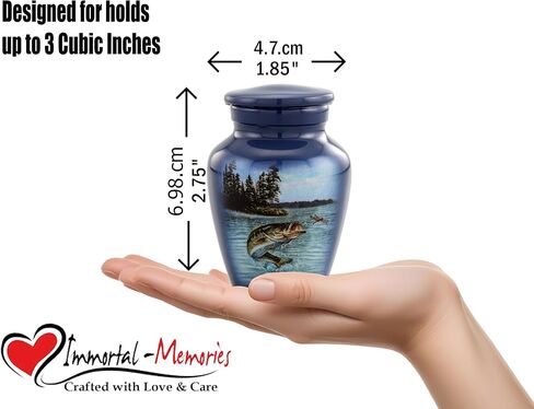 Gone Fishing Bass Keepsake Urn – Mini Cremation Urn for Human Ashes – Fisherman Memorial Sharing Urn with Velvet Bag & Funnel – A Perfect Tribute for Your Loved One (Keepsake) in Saudi Arabia