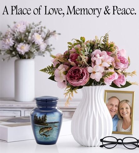 Gone Fishing Bass Keepsake Urn – Mini Cremation Urn for Human Ashes – Fisherman Memorial Sharing Urn with Velvet Bag & Funnel – A Perfect Tribute for Your Loved One (Keepsake) in Saudi Arabia