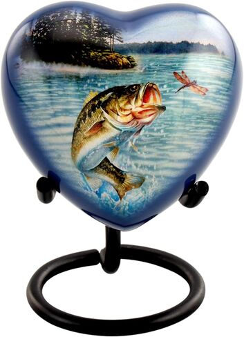 Gone Fishing Bass Keepsake Urn – Mini Cremation Urn for Human Ashes – Fisherman Memorial Sharing Urn with Velvet Bag & Funnel – A Perfect Tribute for Your Loved One (Keepsake) in Saudi Arabia