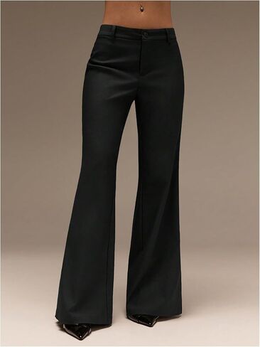 Floerns Women's Dressy Casual Low Rise Suit Work Pants Bell Bottom Business Casual Office Flare Trousers in Saudi Arabia